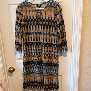 Tacera Navy and Gold Long Sleeve Dress